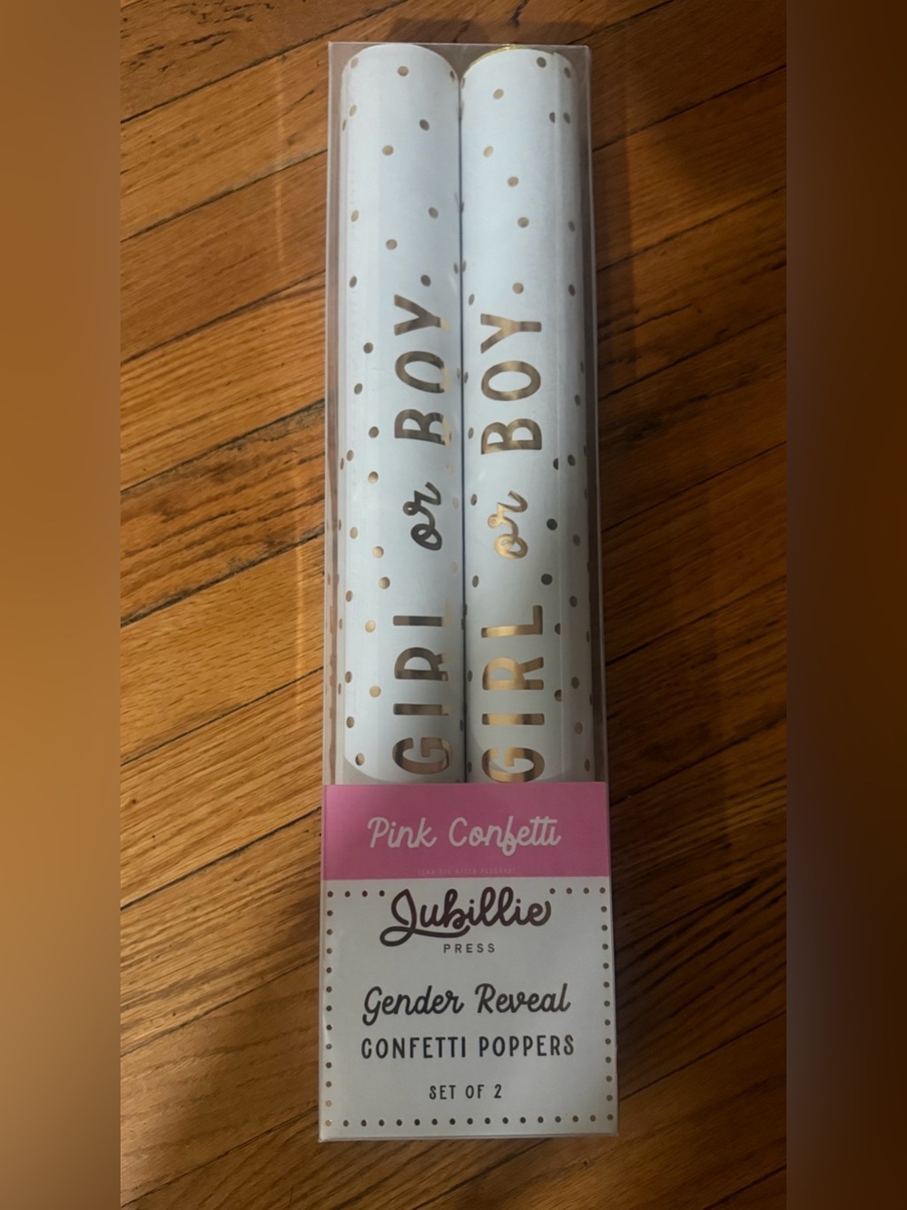 Pink Confetti Gender Reveal Poppers (Set of 2)